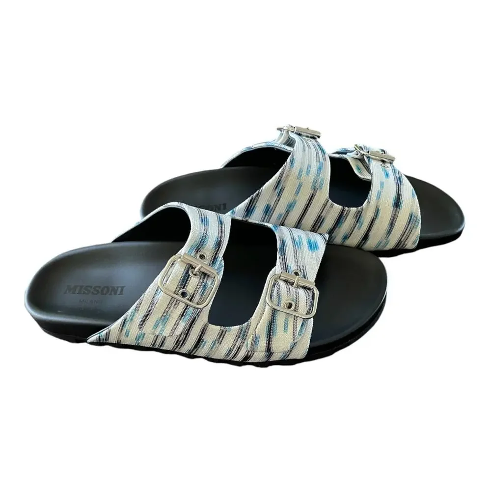 Missoni Milano Spa Slide Sandals Adjustable Double Buckle Strap Boho Sz US8